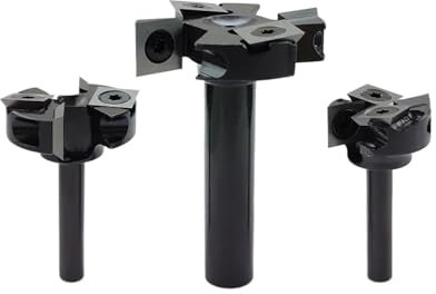 fresadora de superficie de spoilboard Broca for cepilladora de madera de 4 ranuras, diámetro de corte de 38,1 mm, 45 mm, vástago de 6,35 mm, 8 mm y 12 mm, inserto de broca for fresadora de superficies