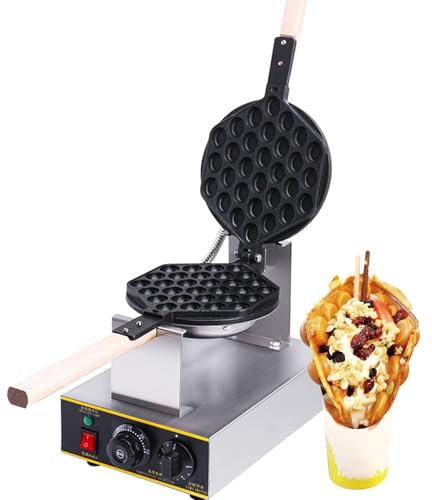 FfiMe Máquina para Hacer gofres con Burbujas, máquina para Hacer gofres con Huevo Comercial, Temperatura Ajustable de 50 a 250 ℃, Temporizador de 5 Minutos, Revestimiento Antiadherente de Aluminio