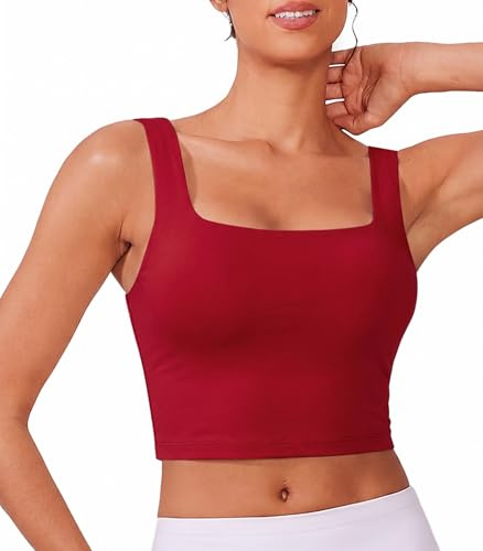 PINSPARK Sport BH Damen U-Rücken Crop Tops Sport Bra Yoga Tank Top | Gepolstert Ohne Bügel Sporttop Atmungsaktive Lauf Sportbh Fitness Gym Mittlere Intensität Sportoberteil