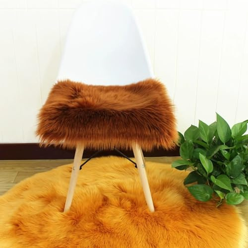 champracer Kunstfell Teppich Stuhlkissen Klein Quadratisch Sitzbezug Flauschiges Kissen Teppichmatte Weich Flauschig Wohnzimmer Schlafzimmer Sofa Fotografie Stuhl-Sitzkissen (Braun,45x45 cm)