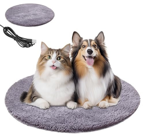 Selbstheizende Decke für Hunde & Katzen Haustiere Wärmematte Selbstwärmende Winter Wärme Hundematte 28 ℃ Konstante Plüsch-Haustier-Heizkissen Katze Heizdecke Weich & kuschelige Katzendecke 40*40cm