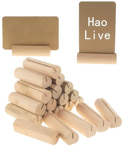 Qixuer 20 Pcs Table Number Holders, Card Holder Wood, Place Card Holders Card Stand Postcard Holder Photo Holder for Weddings, Restaurants, Banquets and Parties Menu Card Holder