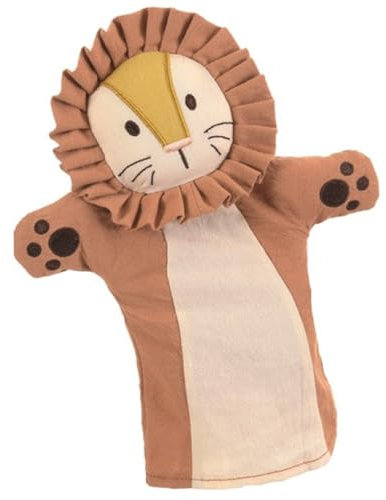 Handpuppe Plüschpuppe aus Stoff Handpuppen 29 cm in dezenten Erdtönen für Kinder für Puppen- und Kasperletheater Spielzeug (Löwe Leo)
