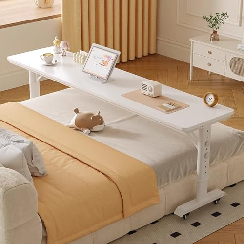 Tavolo da letto regolabile in altezza, mobile per laptop, stile ospedaliero, comodo spazio di lavoro con ruote, ideale per camera da letto o uso domestico