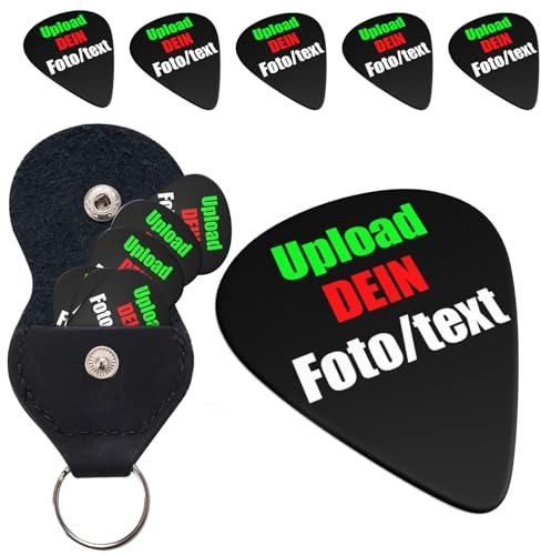 Personalisierte Foto Gitarren Plektren, Guitar Picks, 6 Stück (Beidseitig Druck), Bass-Plektren Selbst Gestalten, Druck Logo/Bild/Wörter, für Gitarre E-Gitarre Akustikgitarre Ukulele Plektrum (0.71mm)