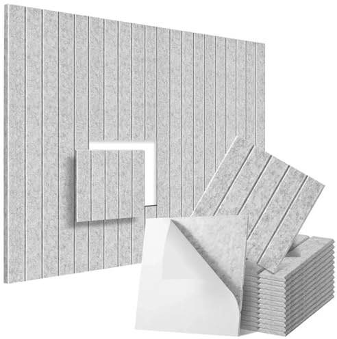 Panneau Acoustique Panneau acoustique carré auto-adhésif, 30x30x0.9cm, 12 paquets, isolation phonique, panneaux muraux insonorisants for maison, bureau, Studio(Gray)