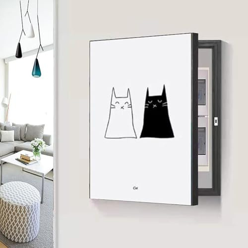 VOLDAX Electrical Panel Cover Decorative Wall Mounted Hidden Meter Meter Box Decorative Painting, Fuse Box Cover Cabinet Crystal Porcelain Painting(Black-A1,60 * 80cm/23.6 * 31.5in)