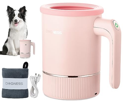 DOGNESS Limpiador automático de patas para perros grandes, limpiador de patas de perro con silicona, tipo C, carga rápida USB, 360° todo alrededor del limpiador de patas de perros (rosa)
