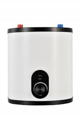 SIGO - Scaldacqua istantaneo 230 V, boiler elettronico compatto, ufficio, officina, casa vacanze, negozio, locali di servizio - Attacco superiore, 10 l - 2000 W - MILANO bianco