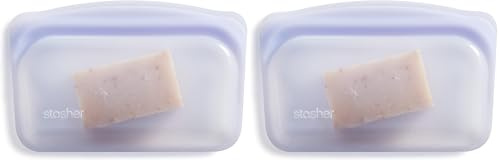Stasher Premium Silicone Réutilisables Sac Lavande, Snack Bag, Sac à Snacks, Stockage Alimentaire, Durable, résistant au four, Lave-vaisselle & Congélateur, Écologique, Sans-Fuite, 355 ml (Lot de 2)