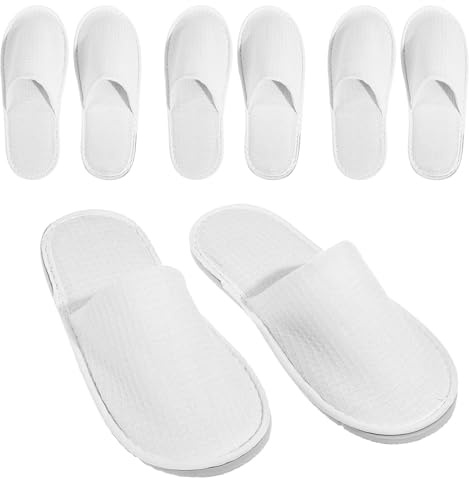 LRXIYODE 4 Paia di Pantofole Monouso di Cotone Antiscivole Punta Chiusa Traspiranti e Confortevoli Pantofole da Hotel e da Viaggio Unisex per Ospiti e Spa