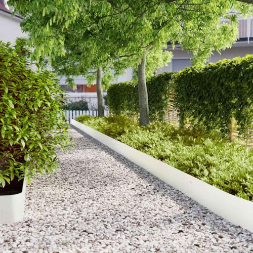 Rejilla de protección para césped, valla de jardín, bordes de césped, 10 unidades, color blanco, 20 x 103 cm, acero laminado en frío para bordes de césped, macizos de flores, caminos y bordes de patio