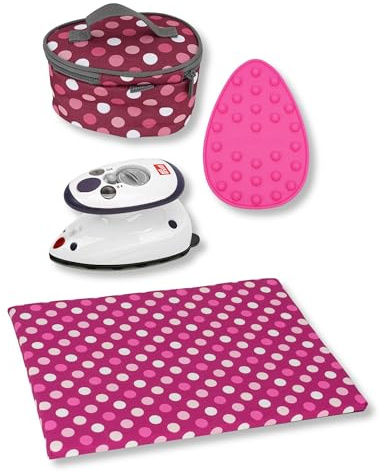 Semplix Bügelset 4-teilig mit Prym Mini-Dampfbügeleisen – Bügelunterlage, Silikonablage & Reisetasche – für Nähen, Quilten, Patchwork & Reisen