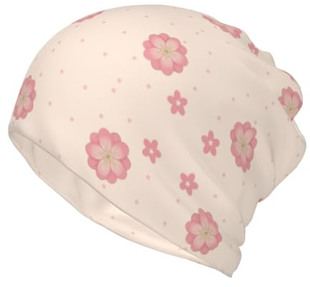 Little Pink Cherry Blossoms Small Multifunctional Lightweight Beanies Hats Snug Fitting, Running Skull Cap Helmet Liner Sleep Caps