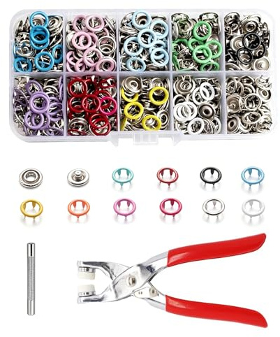 100 Stück Druckknöpfe Set mit Zange, 9,5 mm, Metallknöpfe, Druckknöpfe ohne Nähen, für Bettwäsche Kinderkleidung Nähen Handwerk Handgefertigt Kleidung Reparaturen DIY Kleidung