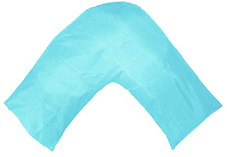 Gyulin Seidig weicher Satin-Bezug im Briefumschlag-Stil, V-förmig/Tri/Boomerang-Kissenbezug für orthopädische/Schwangerschaft/Stillkissen, nur Bezug ohne Füllung, Blau