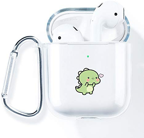 AKABEILA Hülle für Apple Airpods 2 & 1 Case Silikon Transparent Durchsichtig Air pods 1 Schutz hüllen Zubehör [LED an der Frontseite Sichtbar] [Stoßfeste Schutzhülle] Mit Karabiner