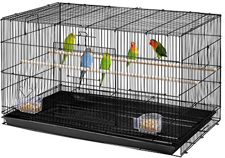 Yaheetech Vogelkäfig Stapelbarer Flugkäfig breiter käfige mit extra viel Platz für Papageien Sittiche 76 x 45,5 x 45,5 cm, Schwarz