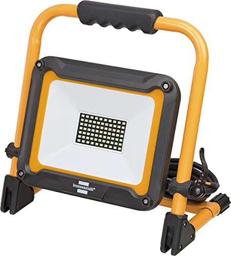 Brennenstuhl LED Baustrahler JARO 5050 M (50W, 4400lm, 6500K, IP65, LED Arbeitsstrahler mit 5m Kabel, Schnellspannverschluss)