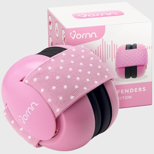 VORNN Baby Ear Defenders & Infant Headphones Noise Cancelling Earmuffs for Babies and Toddlers 0-36 Months in Pink | CE & UKCA Certified for Hearing Protection, Comfortable Fit & Safe Sleep