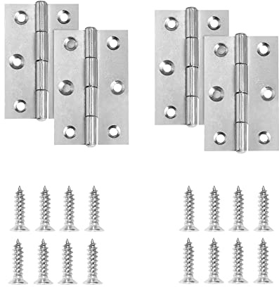 2-3/8 Door Hinge, Zernmiarder 12 Pcs Stainless Steel Butt Hinges, Silver Window Hinges, Interior and Outdoor Hinge with Screws, 60 x 38 x 1.2mm