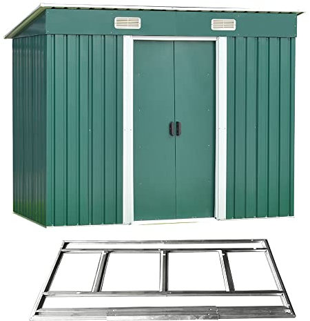 Outdoor Storage Metal Garden Apex Roof Storage Shed 6ft x 4ft/8ft x 4ft/ 8ft x 6ft/10ft x 8ft Green Or Grey Color