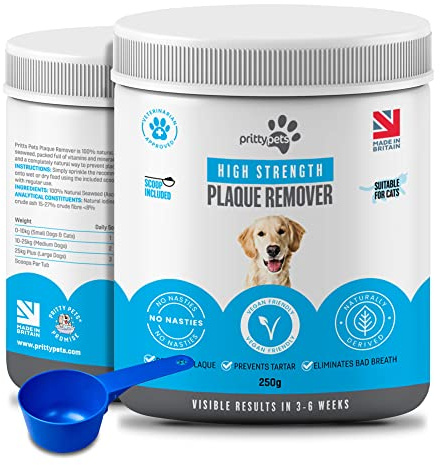 Plaque Off Powder for Dogs and Cats – 100% Natural Dental Care, Helps Reduce Tartar & Bad Breath, Easy Food Topper for Daily Oral Hygiene, Dog Plaque Remover for Teeth (250g)