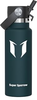 Sparrow Gourde Isotherme 500ml/750ml/1L/1.2L FlipFlow Bouteille Inox Paille | Bouteille d'eau, Acier Inoxydable, Étanche, Chaud, Froid, Sans BPA, Poignée, Lave-vaisselle, Sport, École, Fitness, Gym, Vélo