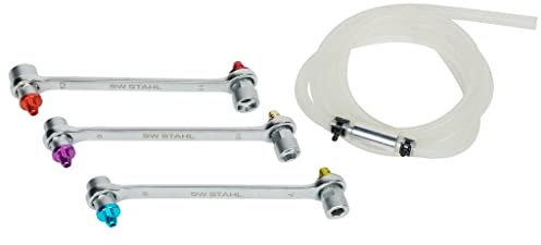SW-Stahl 01452L Bremsenentlüftungsschlüssel-Satz, 4-TLG. Bremsenentlüfter | Schlüssel-Set zum Entlüften von Bremsanlagen und Kupplungssystemen, passend für gängige Entlüfternippel, Werkstattqualität