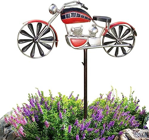 Deno Vintage Motorrad Metall Windmühle Garten Wind Spinner Motorrad Wind Spinner Windmühle Gartenstecker Gartendekorationen Outdoor Rasen Metall Kunst Wind Drehteller