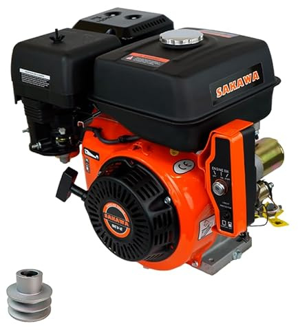 SAKAWA Motor Gasolina 4 Tiempos 270CC 9 CV Arranque Eléctrica + Polea 25mm