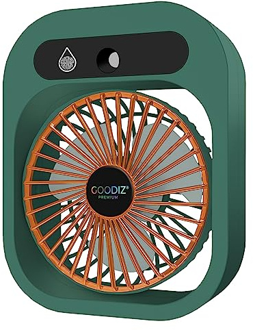 GOODIZ 2-in-1 Powerful Fan & Humidifier Misting Function & Adjustable Airflow Angle USB Rechargeable Large Capacity Water Tank Portable Ideal For Summer Hot Days Quiet Fan For Indoor Outdoor (Green)