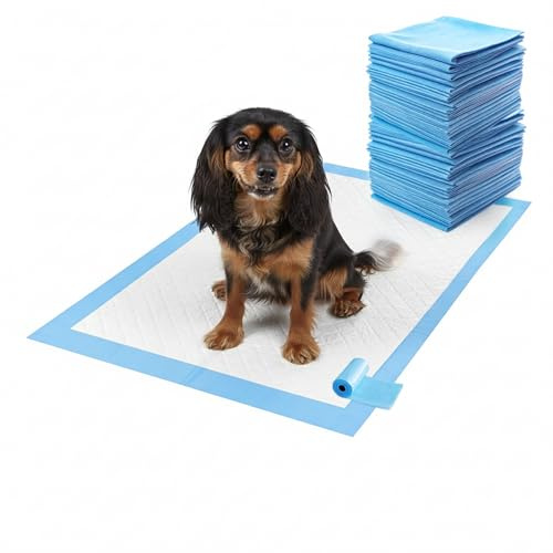 FEBE Welpenunterlagen M 45x60 cm 100 stück mit Kotbeutel Puppy Pads Training Pads Trainingsunterlagen für Hunde Toilettenmatte Hundetoilette