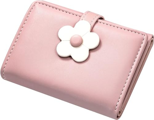 UNIPORE Portefeuille Fleurs Mignon, Petit Format Porte Monnaie, Pliant pour Fille et Femme (Rose)