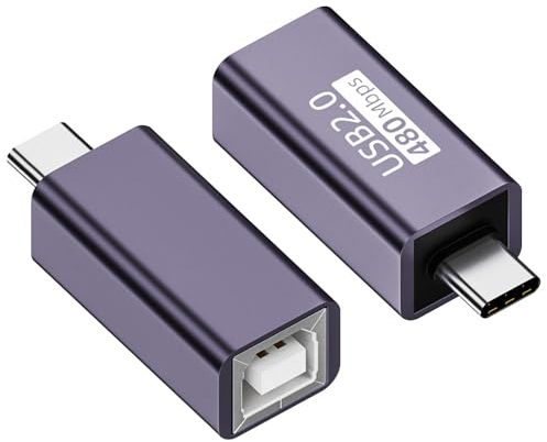 QIANRENON Adattatore per stampante da USB C maschio a USB B femmina Spina tipo C a jack MIDI Connettore musicale elettronico 480Mbps 20W 9V2A Ricarica, custodia in alluminio, per telefono portatile St