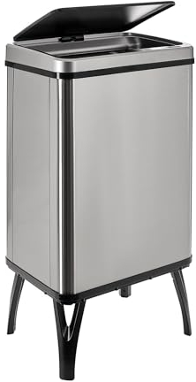 WELL HOME MOBILIARIO & DECORACIÓN Cubo de basura inteligente con apertura automática y contacto manual de 40L, 35,5x26x71,5cm color gris.