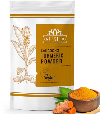 Ausha Lakadong Turmeric Root Powder 100g - 8-9% High Curcumin - 1* GREAT TASTE AWARD 2025 - Use in Cooking, Turmeric Shot, Latte, Tea, Smoothies, Juices