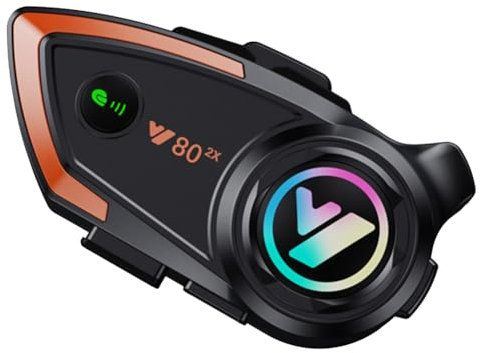 Pluuttiem Y80 Lot de 2 écouteurs Bluetooth pour casque de moto, étanche, réduction du bruit, appel mains , oreillette Bluetooth pour voiture, universel, facile à utiliser