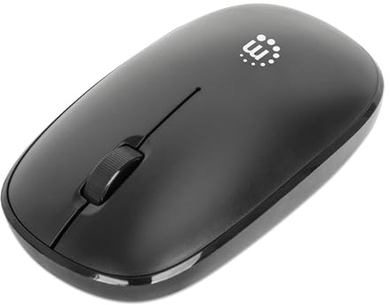 Manhattan Kabellose Maus, 2,4 G, mit USB-A-Stecker, schlank, tragbar, mit Nano-Empfänger für PC, Laptop, Computer, Notebook, Schwarz - 190312