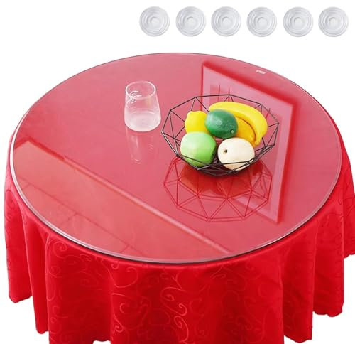 Mesa redonda de cristal templado de 30 x 110 cm, para cocina, comedor, exterior, suave, impermeable, resistente al calor, transparente, fácil de limpiar