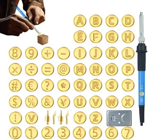 verbrennungsbuchstaben, verbrennungsset mit Buchstabenstempeln,Schnitzset Alphabet 56-teilig Brennset | Craft Tools Zahlen Ergonomisches Heißstempelwerkzeug zum Prägen