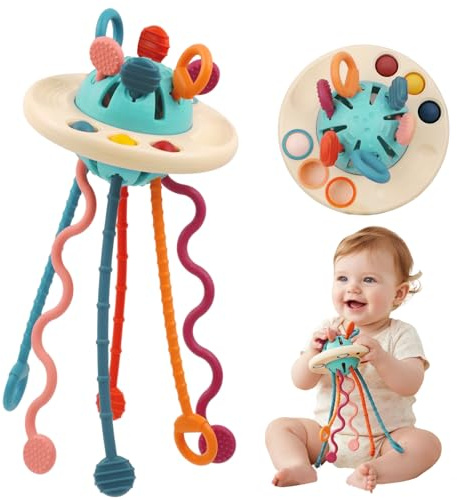 Fyxttalor Giochi per Bambini 1 Anno, Giocattoli Sensoriali Montessori per Bambini dai 12 ai 18 Mesi+ Gioco da Tirare UFO Giocattoli Didattici per Lo Sviluppo delle capacità Motorie Fini
