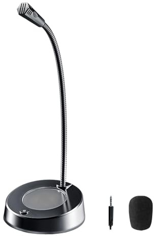 Zambuph Microfono per registrazione, dettatura, microfono universale a collo d'oca, per giochi, lezioni, con acquisizione audio a 360 gradi, senza angoli morti, collo d'oca da tavolo regolabile