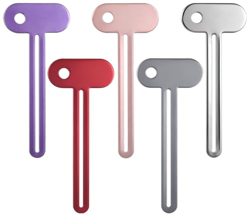 Qianyu 5 Pcs Toothpaste Squeezer Metal Tube Squeezer Key Stainless Steel Dispenser Roller Durable Tube Presser Tooth Paste Roller Wringer for Extruding Toothpaste Facial Cleanser Cosmetics