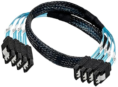 4 Stück SATA 3 III Kable 7 Poliges für Server Adapterkabel SAS 6Gbps | 7pin SATA Datenkabel für Festplatten Optische Laufwerke SSD Brenner Stabile Übertragung Effektivere Störfestigkeit 0.5M