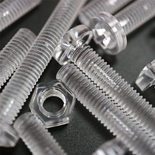60 tornillos de cabeza cilíndrica acrílicos M5 x 40 mm con tuercas y arandelas