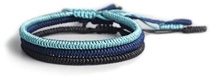 EXINOX Pulsera Espiritual Tibetana | Hombre Mujer | Pulsera Hecha a Mano | Nudo Tradicional Budista | 3 Piezas