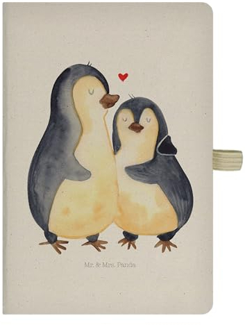 Mr. & Mrs. Panda Notizheft Pinguin umarmen - Geschenk, glücklich, Tagebuch, Journal, Hochzeit, Verknallt, Notizbuch A5, Umarmung Verliebt, Liebe, Skizzenbuch, Reisetagebuch, Hochzeitstag