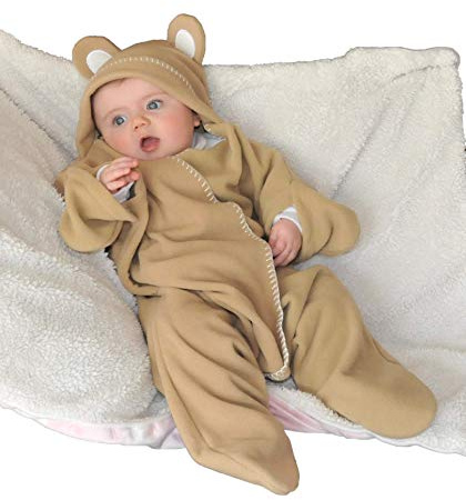 Baby Wrap blanket in Luxury Gift Box by BABY BLISS Star Wrap Fleece for Newborns Infants and Toddlers 2 – 12 Month’s Boy Girl Super Soft Great for Travel Strollers and Car Seats (Beige)