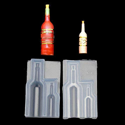 ResinPro Small 3D Wine Bottle Silicone Resin Mold Glass Bottle Silicone Mold for Necklace Pendant Epoxy Resin Casting Jewelry Making Tool Chocolate Fondant Mold Cake Decorating Tool